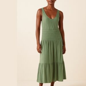 Anthropologie Postmark Sage Green Sleeveless Scoop Neck Smocked Waist Maxi Dress